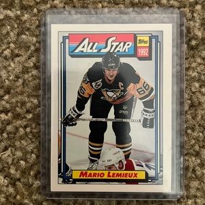 1992 Topps 2nd Team NHL All Star Mario Lemieux #265 Black Demon signed